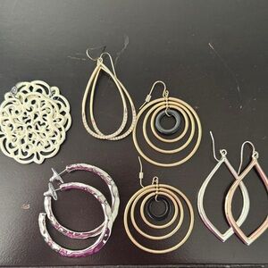 Earrings set - Gold and Silver Hoop Earrings Set - 5 pairs